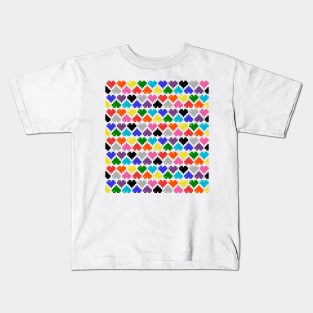 Seamless 10 Color Pattern of Pixel Hearts Kids T-Shirt